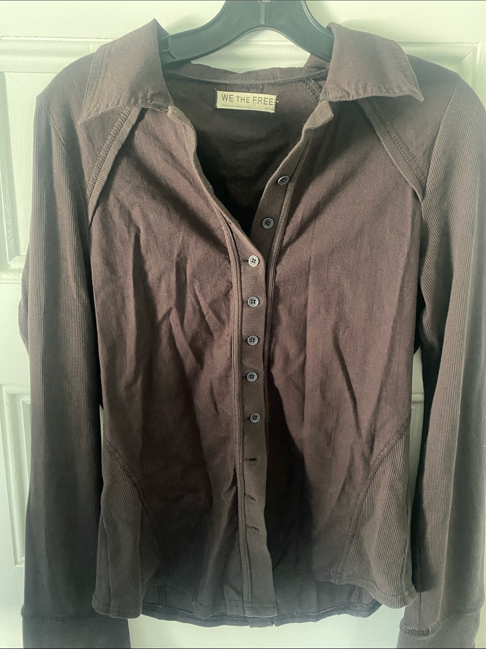 We The Free Brown Long-Sleeve Button Front Jacket